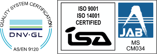 QUALITY SYSTEM CERTIFICATION DNV-GL / ISO9001 ISO14001 CERTIFIED ISA / JAB MS CM034
